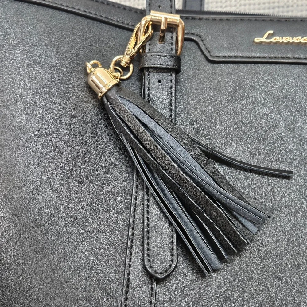 Lancash Black Structured Laptop Tote Bag for Women